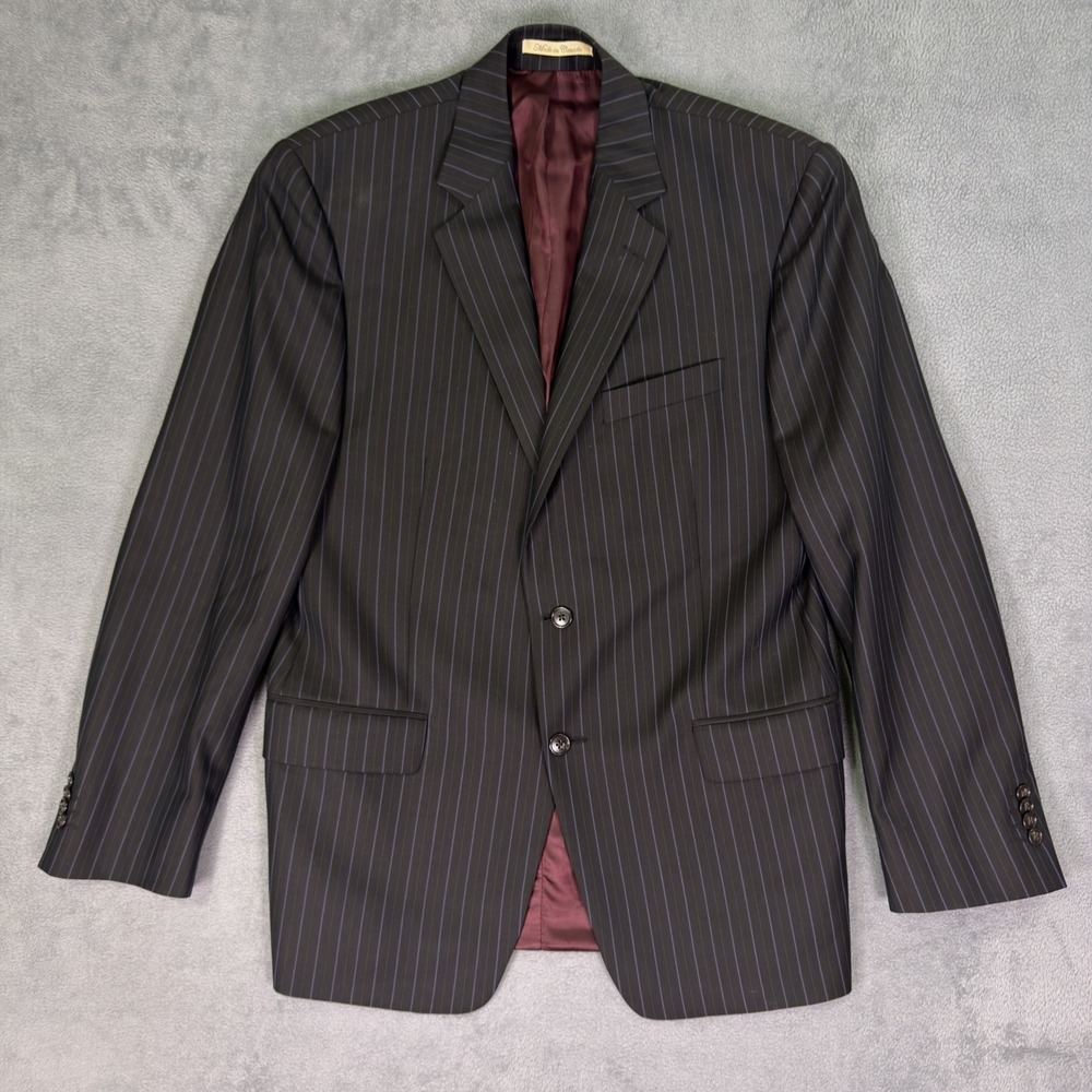 Michael Kors Blazer Sports Jacket Mens 42R Dark Gray Stripped 100% Wool Business
